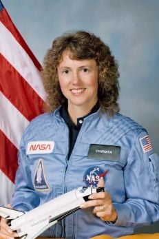A photo of Christa McAuliffe, Arab American astronaut and educator,
