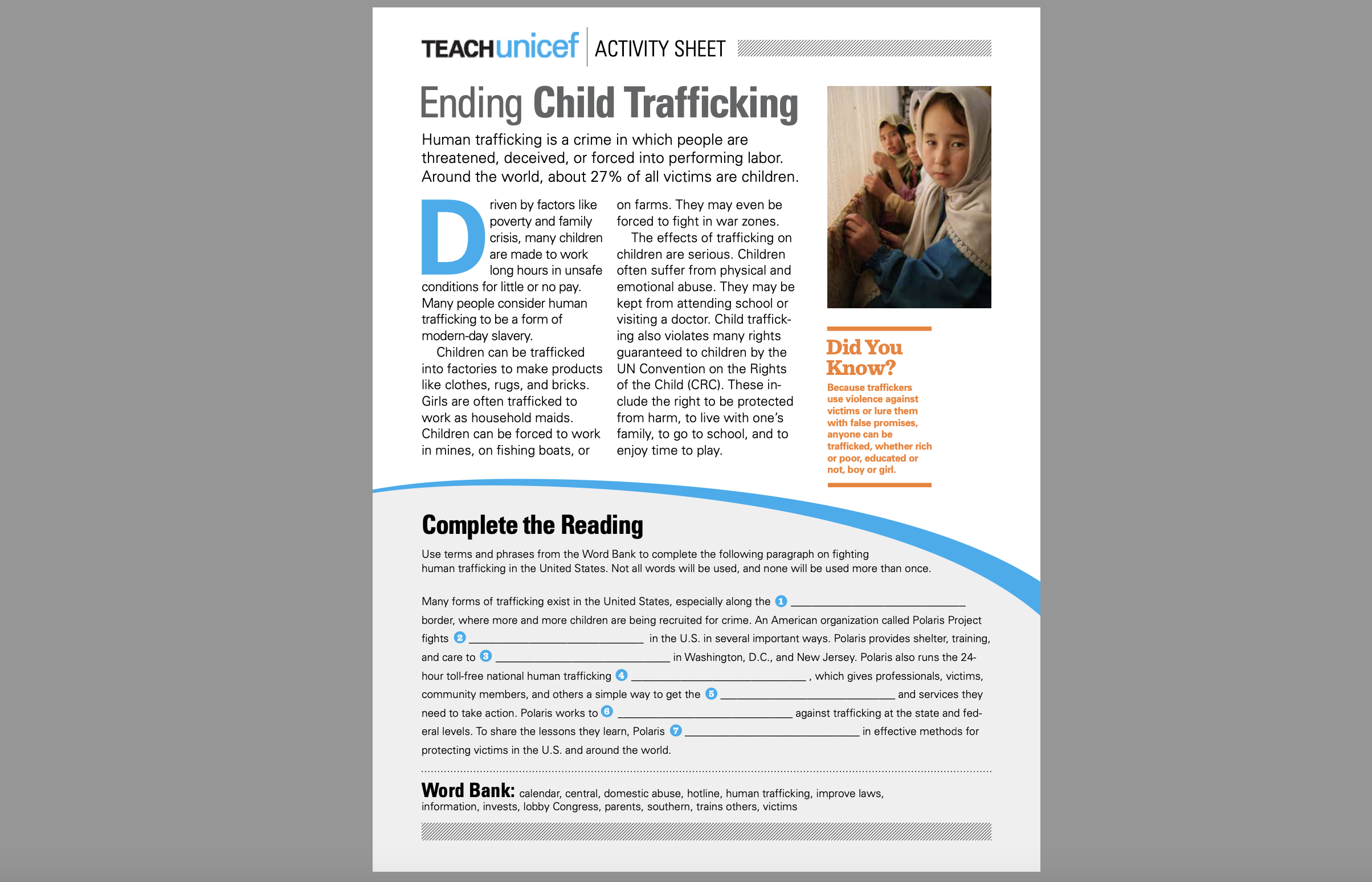Child Trafficking: Activity