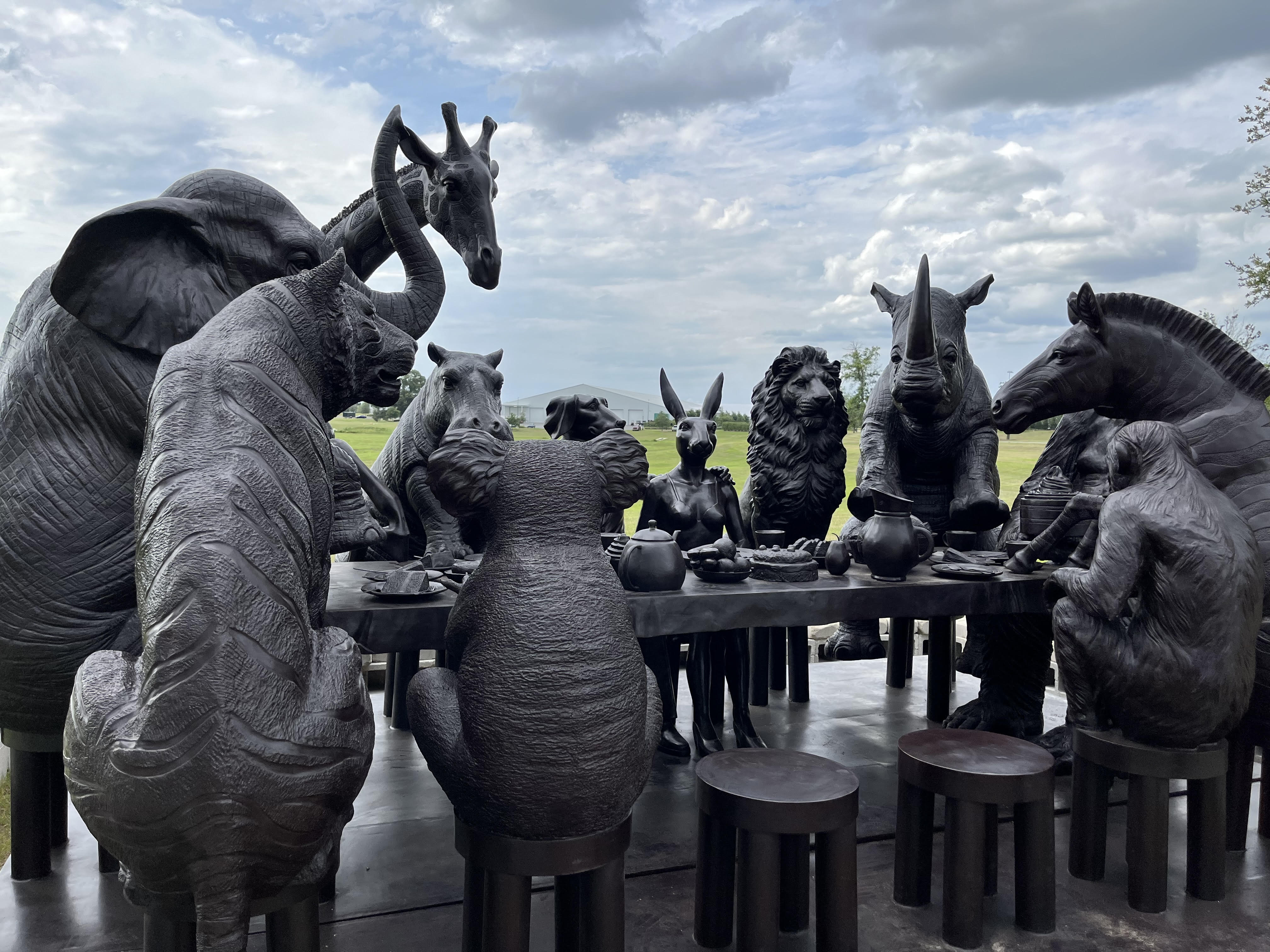 Are these animals eating at the dinner table?  Brain Break
