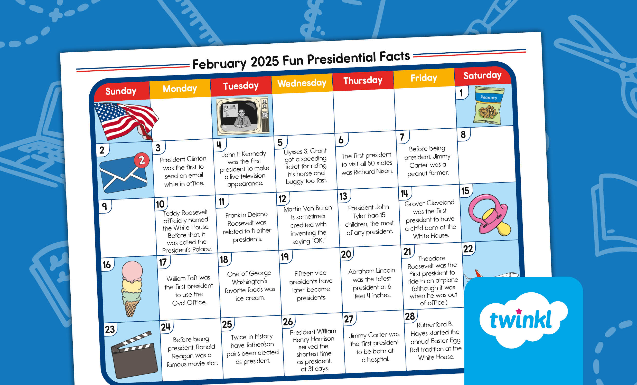 February 2025 Fun Presidential Facts Calendar