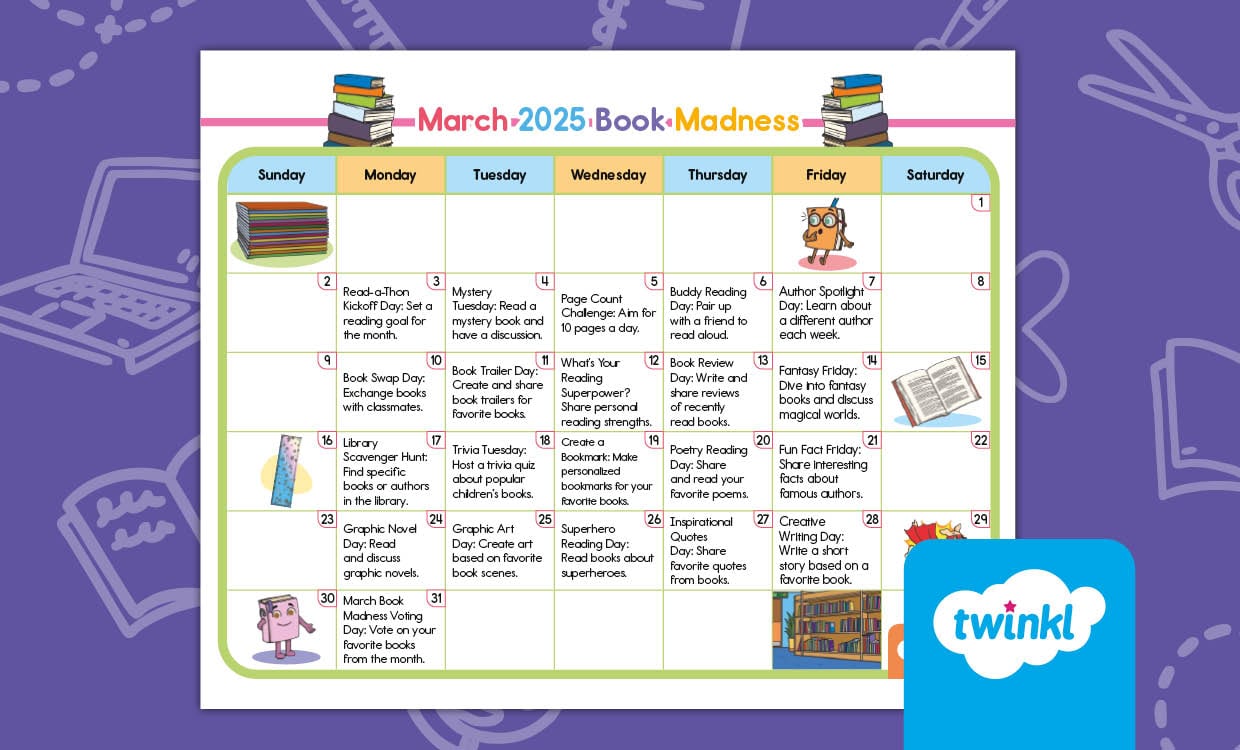 March 2025 Book Madness Calendar
