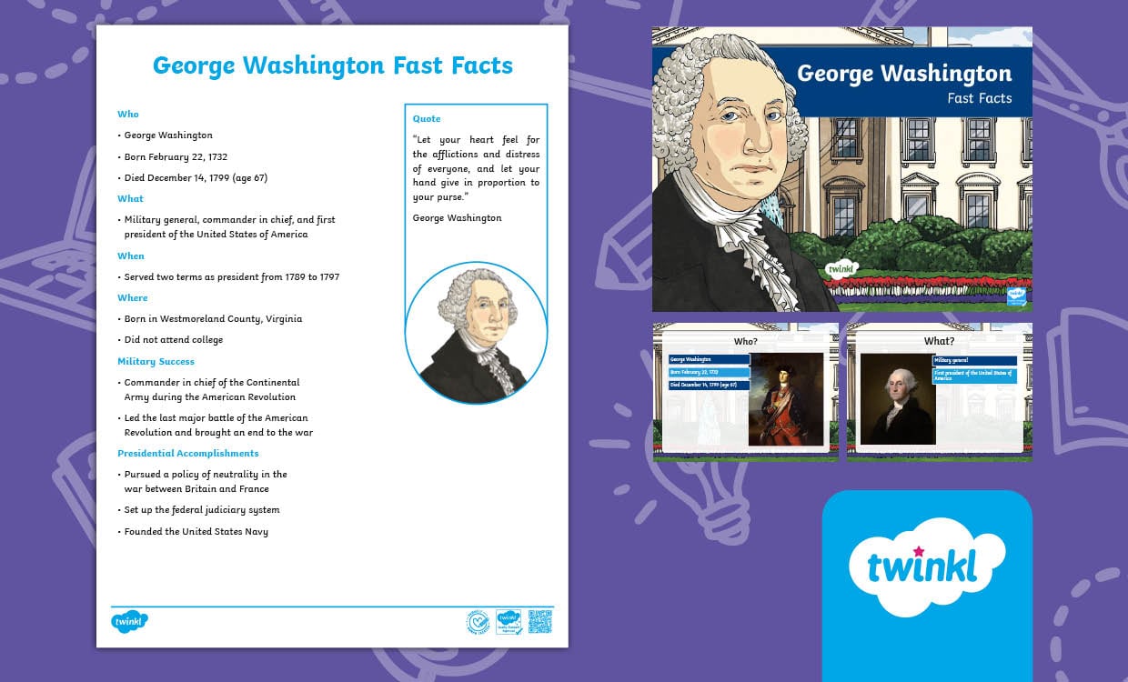 George Washington Fast Facts Lesson for 3rd-5th Grade