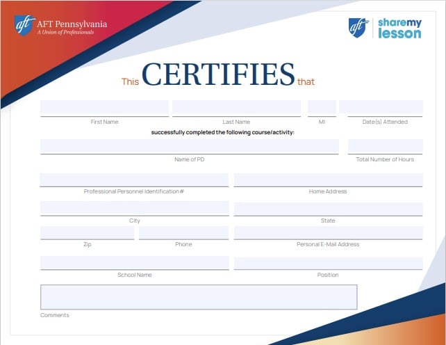 AFTPA PD Certificate