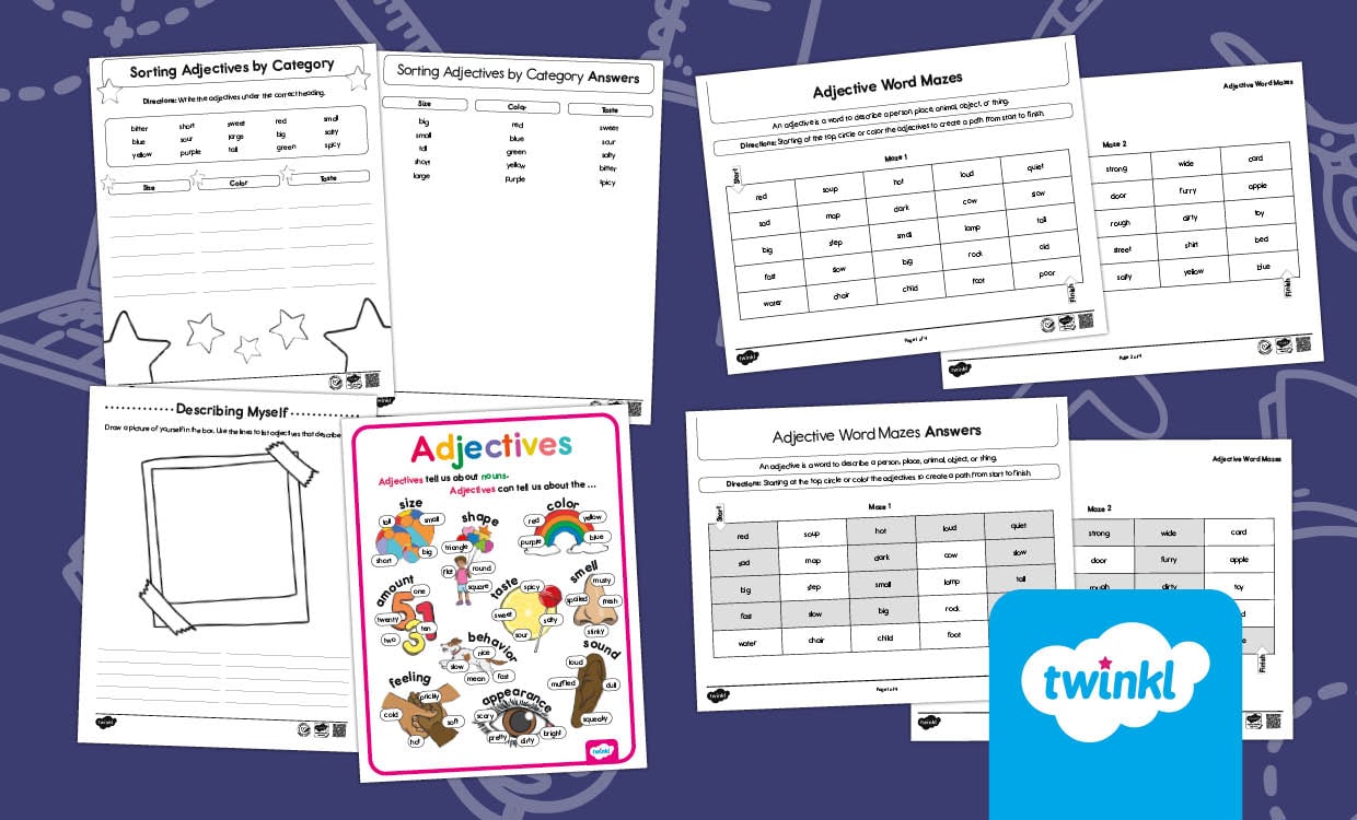 Adjectives Lesson activities for K-2nd Grade