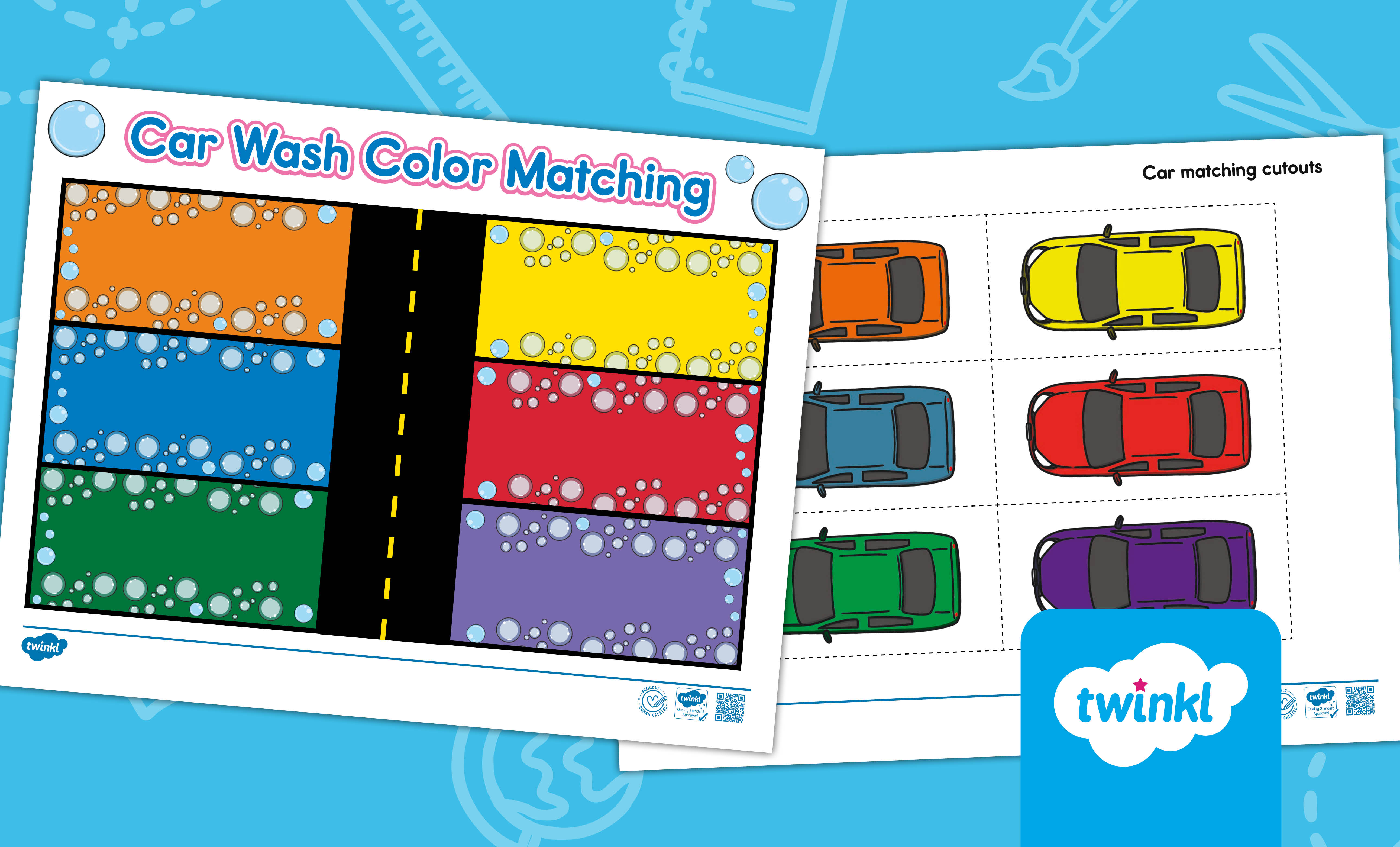  Car Wash Color Matching Activity Mat for PK-K