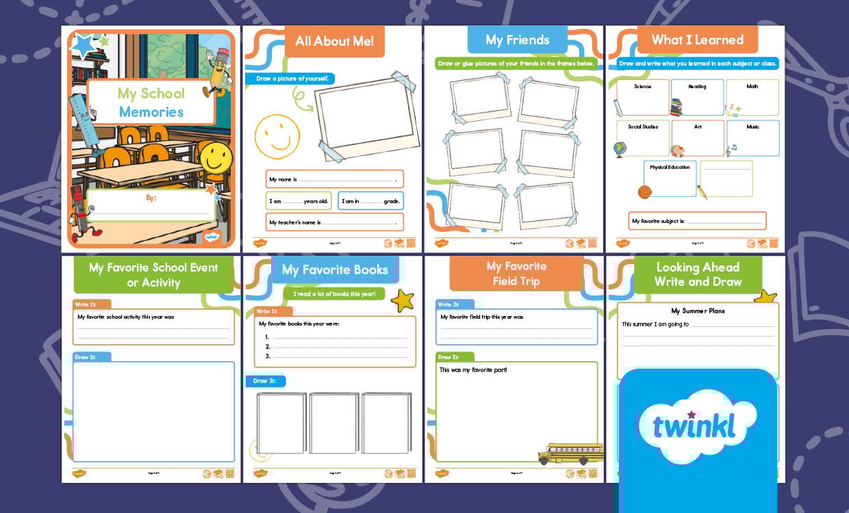 End of School Year Memory Book  for K-2nd Grade