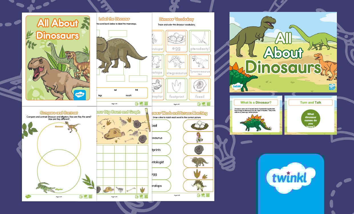 All About Dinosaurs Activity Bundle for K-2nd Grade