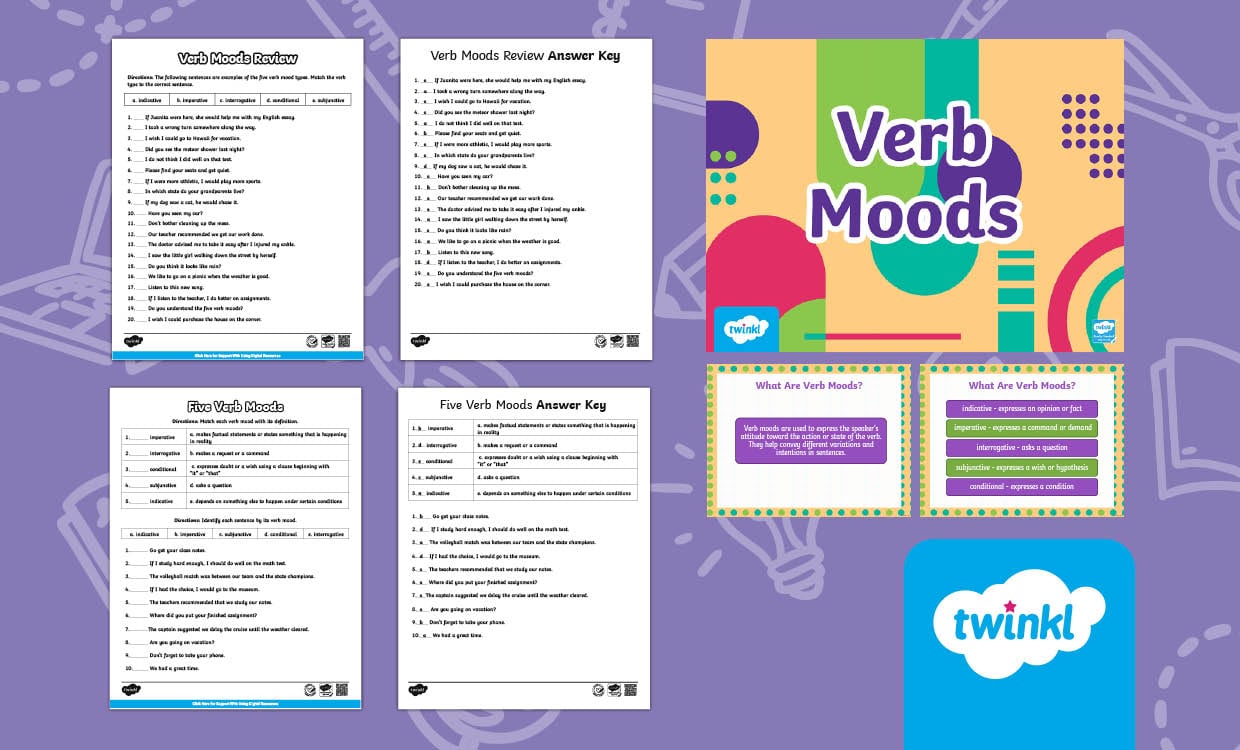 Verb Moods Lesson | Interactive grammar practice for 8th Grade