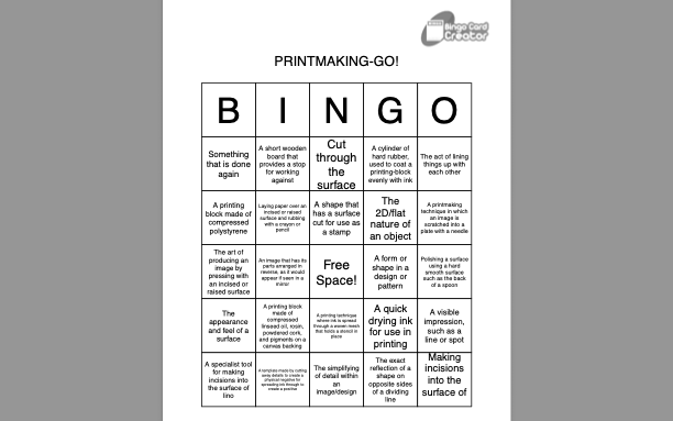 KEYWORDS: PRINTMAKING using word search and crossword puzzle games