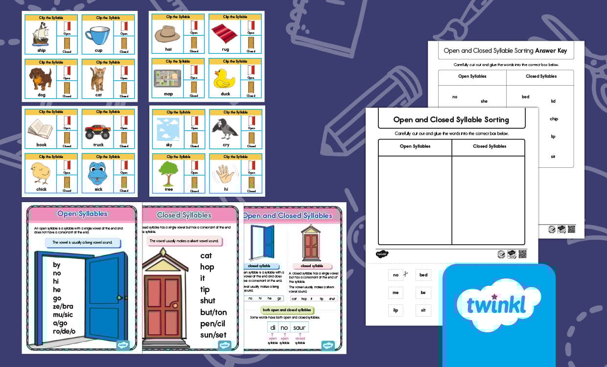 Open and Closed Syllables Activity Bundle for K–2nd Grade