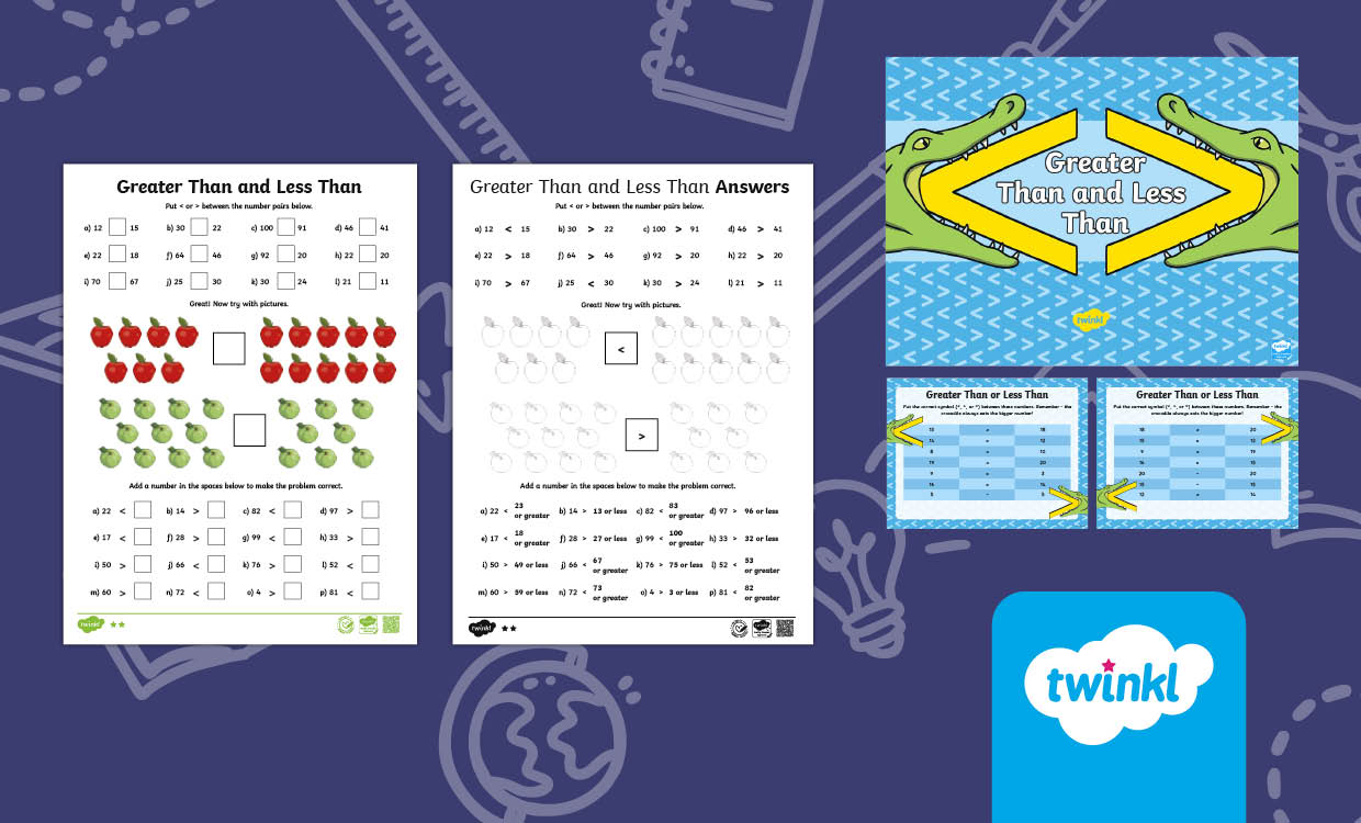 Comparing Numbers | Greater Than or Less Than Math Pack for K-2nd Grade