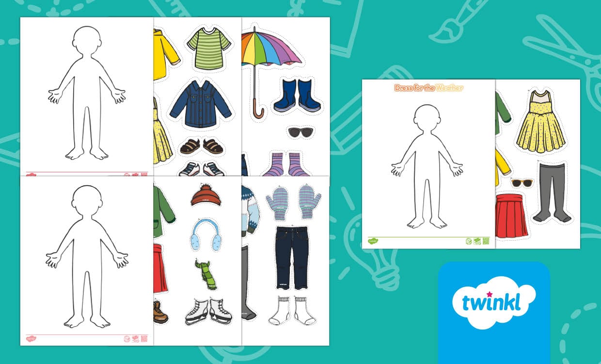 Dressing for the Seasons Paper Doll Activity Bundle for K-2nd Grade