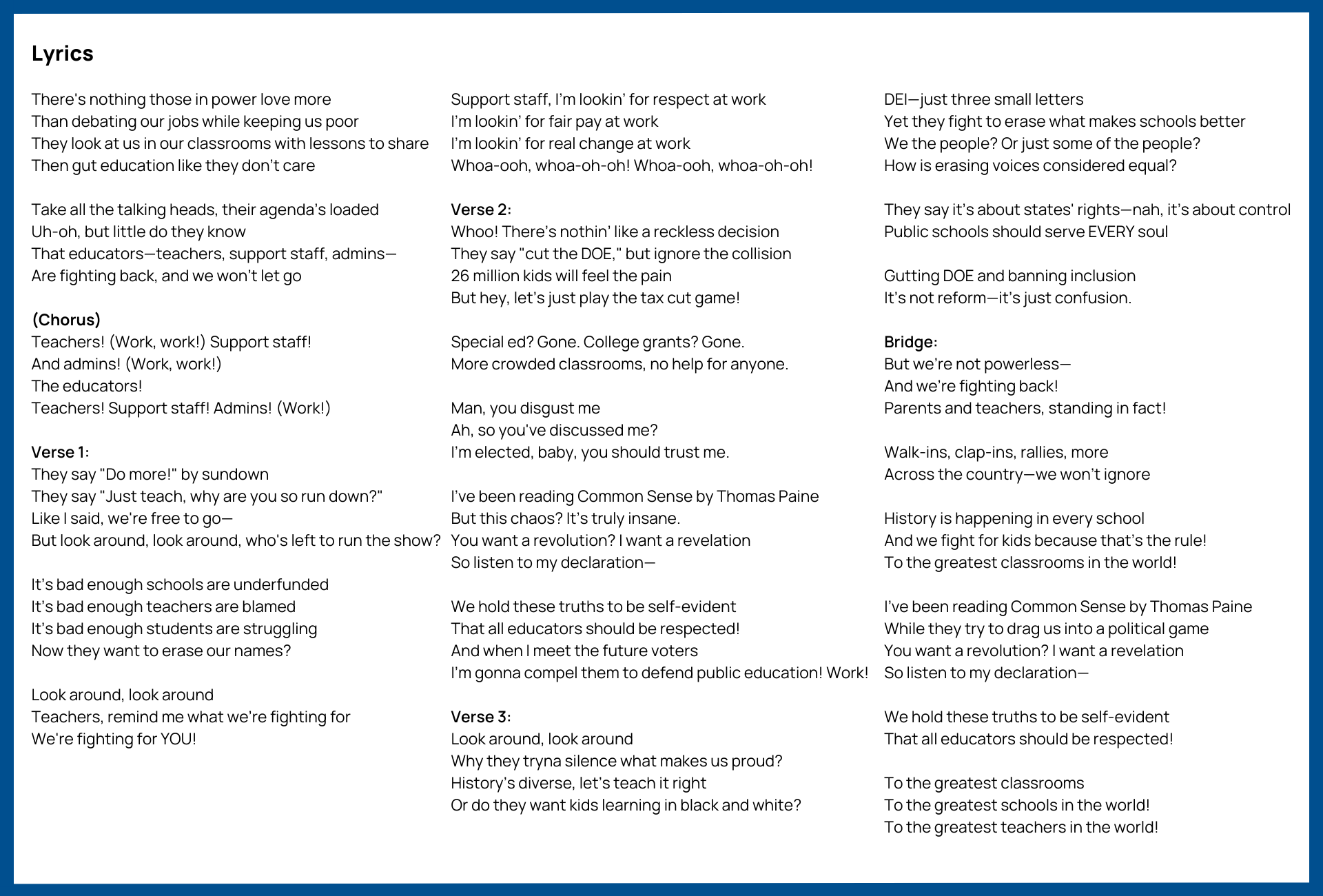 The Educators Lyrics