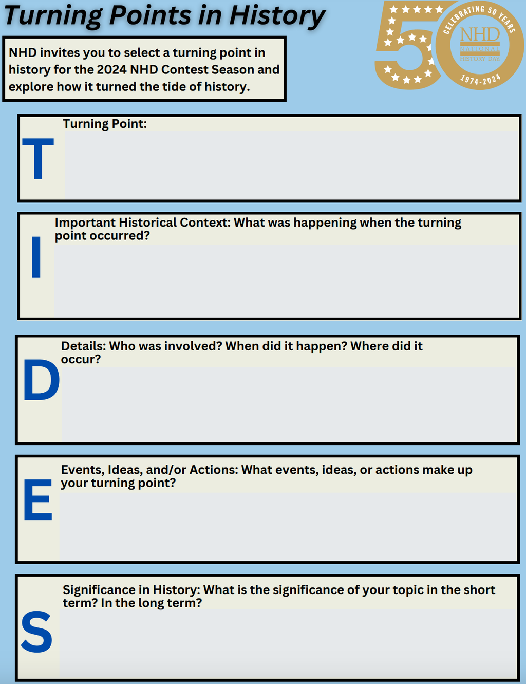 Turning Points in History graphic organizer