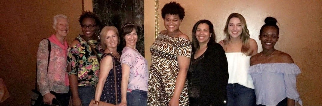 Danielle Troullier and colleagues at the comedy show.