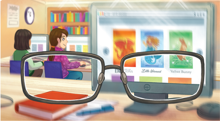 students on computers