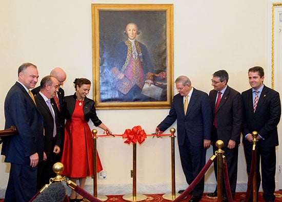 Bernardo de Galvez portrait being unveiled