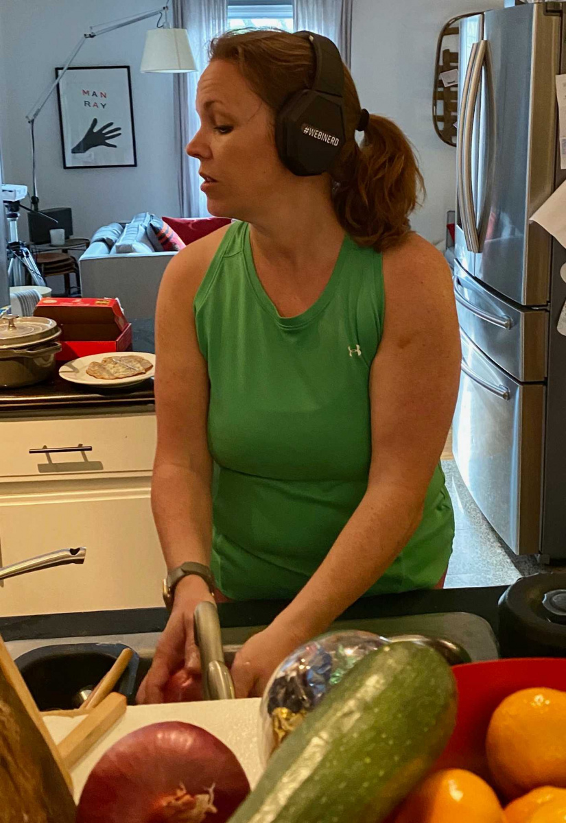 parent perspective: cooking and working at the same time!