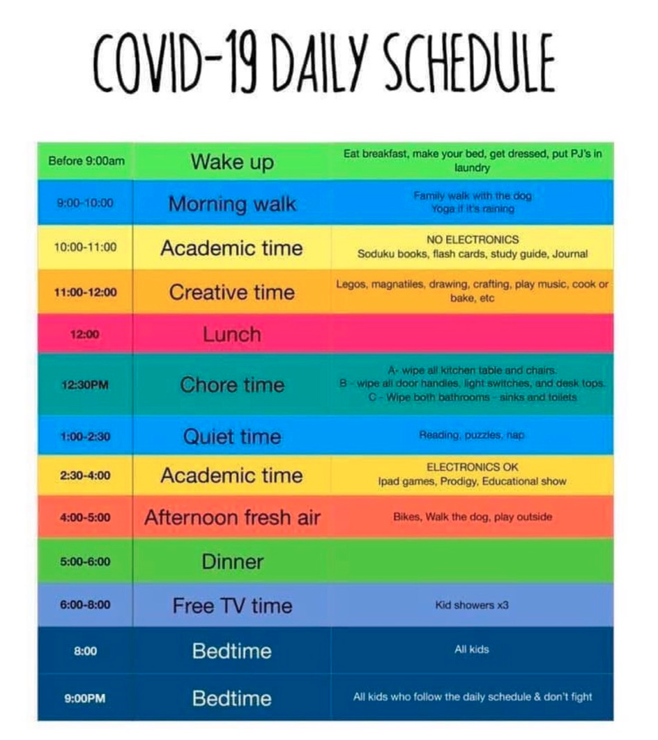 remote learning home schedule