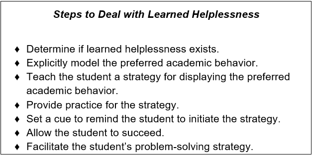 steps to address learned helplessness