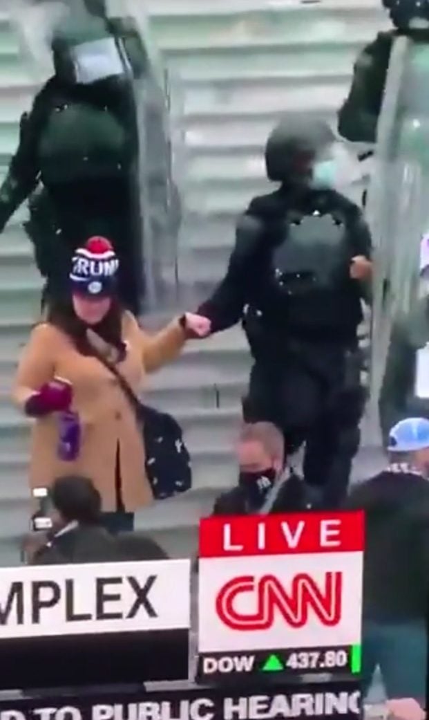 capitol officer escorts member of trump mob during insurrection