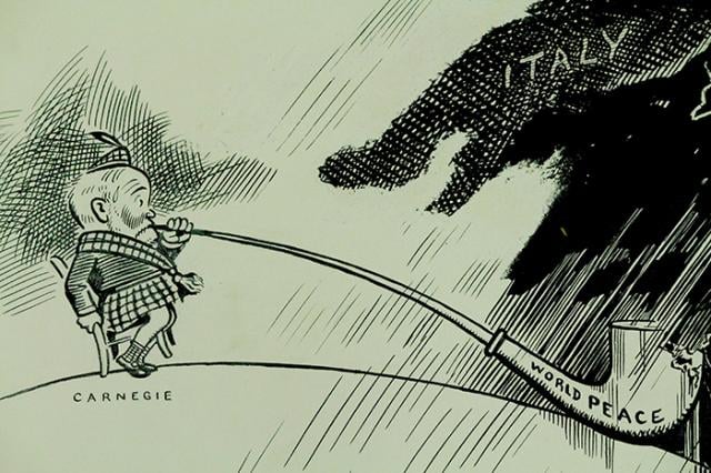 Andrew Carnegie's Vision of World Peace (political cartoon)
