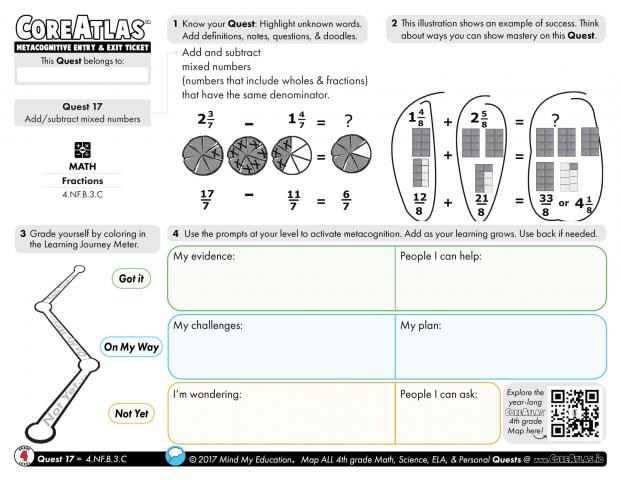CoreAtlas Entry/Exit Ticket: Add & subtract mixed numbers (4th grade)