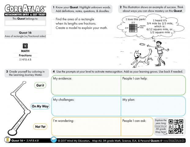 CoreAtlas Entry/Exit Ticket: Area of rectangle with fractional sides (5th grade)