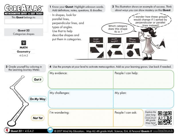CoreAtlas Entry/Exit Ticket: Categorize shapes (4th grade)