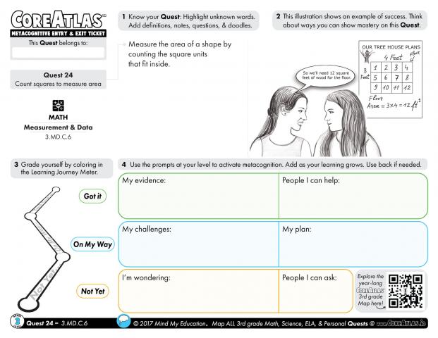 CoreAtlas Entry/Exit Ticket: Count squares to measure area (3rd grade)