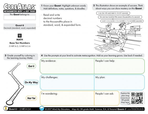 CoreAtlas Entry/Exit Ticket: Decimals - standard, word, expanded (5th grade)