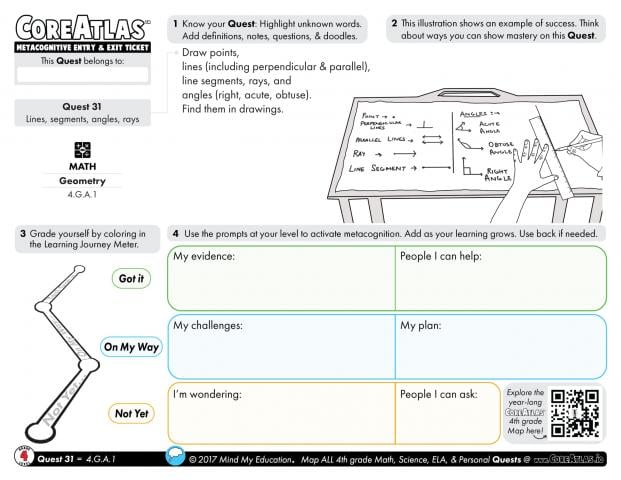 CoreAtlas Entry/Exit Ticket: Lines, segments, angles, rays (4th grade)