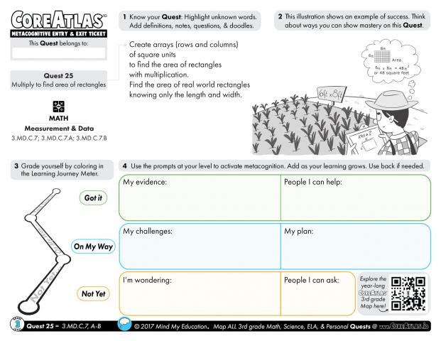CoreAtlas Entry/Exit Ticket: Multiply to find area of rectangles (3rd grade)