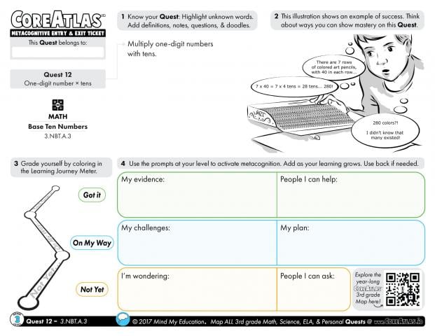 CoreAtlas Entry/Exit Ticket: One-digit number x tens (3rd grade)