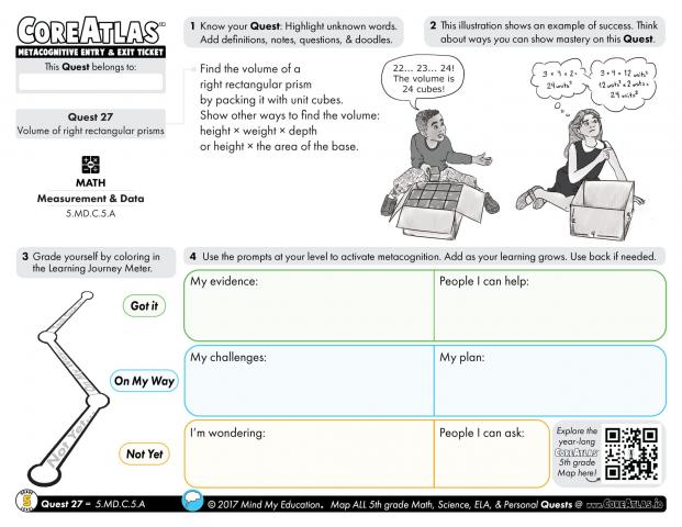 CoreAtlas Entry/Exit Ticket: Volume of right rectangular prisms (5th grade)
