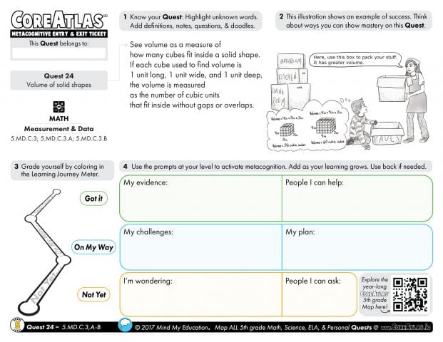 CoreAtlas Entry/Exit Ticket: Volume of solid shapes (5th grade)