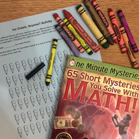 3.	Ice Cream, Anyone? (Grades 4-8; Math: pre-algebra, algebra, permutations, probability and statistics; critical thinking)