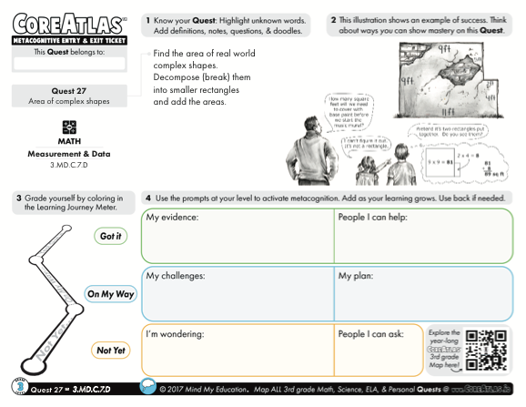 CoreAtlas Entry/Exit Ticket: Area of complex shapes (3rd grade)