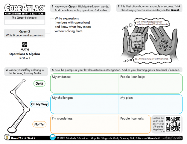 CoreAtlas Entry/Exit Ticket: Write & understand expressions (5th grade)