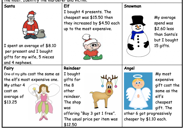 Murder mystery for Christmas (Math Class)