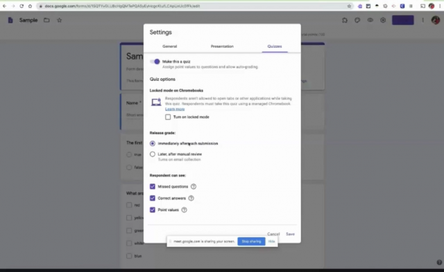 Formative Assessments Using Google Forms