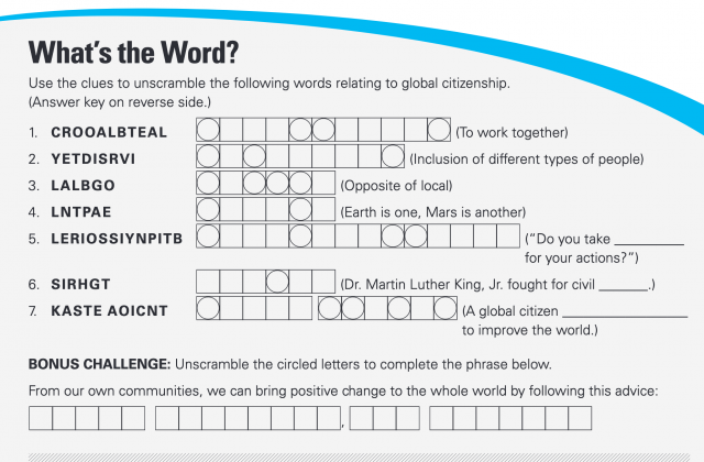 Global Citizenship: Activity (3-5)